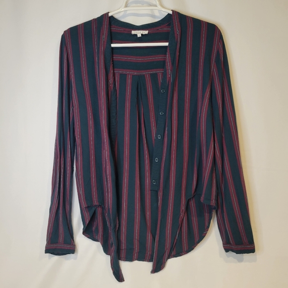 Lila Li Red and Green Striped Shirt - Picture 1 of 3